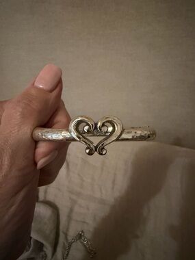 Brighton Silver Heart Cuff Bracelet